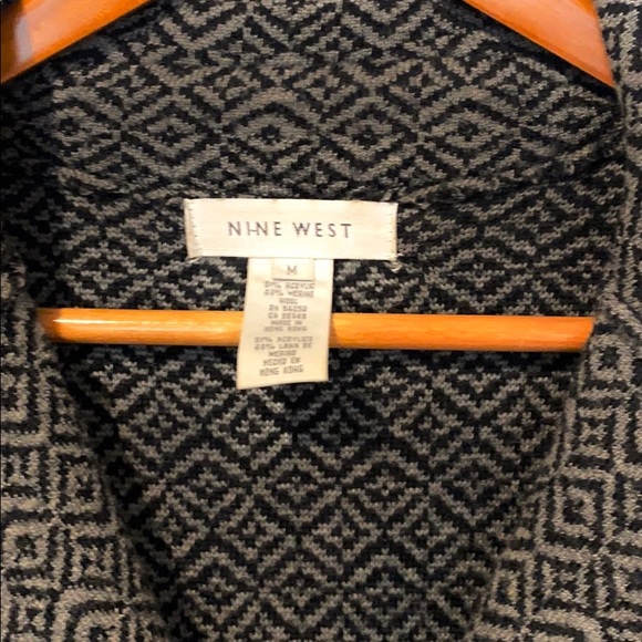 Nine West Gray Pattered Distressed Coat Sz M - Picture 4 of 8